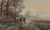 Frank F. English, A Conversation at Dusk, Watercolor on paper