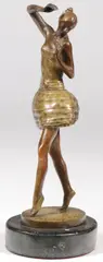 Adolf Wagner, A Ballerina, Bronze with brown patina mounted on polished stone base