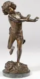 Léon Morice, L'enfant au lézard –, Bronze with brown patina and traces of gilding