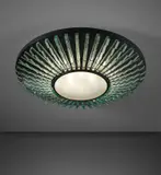 Max Ingrand, Ceiling light, model no. 2077/1, circa 1958, Chiseled glass, opaque glass, painted steel