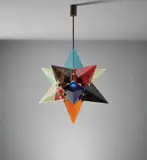 Arredoluce, Rare ceiling light, 1960s, Acrylic, brass