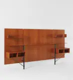 Gio Ponti, Wall unit, circa 1950, Sapele-veneered wood, painted steel