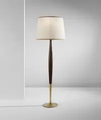 Floor lamp by Max Ingrand, circa 1955, Walnut, brass, painted metal, fabric shade, offered Jun 2019