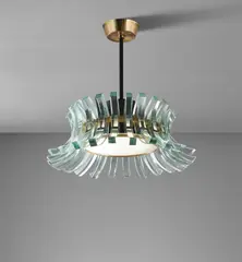 Rare ceiling light by Max Ingrand, circa 1965, Glass, brass, painted metal, painted steel, sold Jun 2019