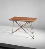 Luigi Zuccoli, Unique coffee table, circa 1954, Persian travertine, brass