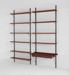Two-part wall unit by Ico Parisi, circa 1955, Walnut-veneered wood, painted steel, sold Jun 2019
