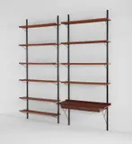 Ico Parisi, Two-part wall unit, circa 1955, Walnut-veneered wood, painted steel