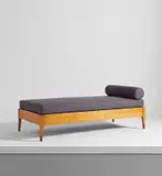 Gio Ponti, Daybed, from the Fondazione Livio e Maria Garzanti, Forlì, circa 1954, Elm, brass, fabric upholstery