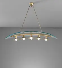 Ceiling light by Pietro Chiesa, 1940s, Brass, glass, sold Jun 2019