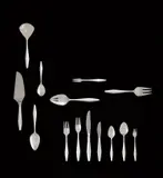 Gio Ponti, "Diamond" flatware service for twenty-four, 1954-1958, Sterling silver, stainless steel