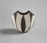 John Ward, "Black and White Oval Pot", circa 1996, Hand-built glazed stoneware