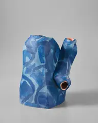 "Blue Container" by Alison Britton, 2000, Earthenware, painted with slips and pigments, clear matte glaze, sold Jun 2019