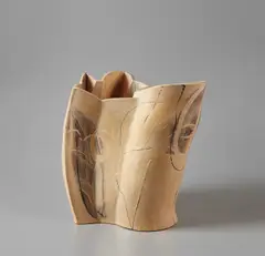 "Pale Double Pot" by Alison Britton, 1995, Earthenware, painted with slips and pigments, clear matte glaze, offered Jun 2019