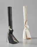 Gordon Baldwin, Two "Perched" vessels, 1985, Earthenware, painted slip