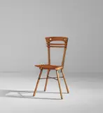 John Cederquist, "2-D Thonet II", 1985, Baltic birch plywood, maple, embuia inlay, aniline dyes