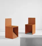 Donald Judd, "Forward Slant Chair 84" and "Backward Slant Chair 84", designed 1982, executed 1987, Pine