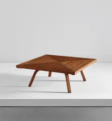 Edward Durell Stone, Rare coffee table, circa 1951, Oak