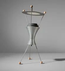 James Harvey Crate, Table Lamp, model no. T-3-C, circa 1951, Aluminum, painted aluminum, stainless steel, cork