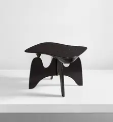 Isamu Noguchi, Rare chess table, model no. IN-61, circa 1947, Ebonized plywood, painted cast aluminum, acrylic inlays