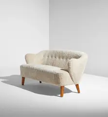 Flemming Lassen, Sofa, circa 1940, Ash, sheepskin