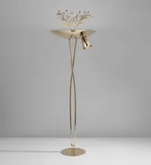 Paavo Tynell, Floor lamp, model no. 10506, from the "Concerto" series, circa 1955, Brass, brass-covered steel