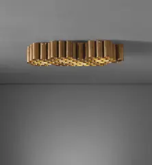 Ceiling light by Ilmari Tapiovaara, circa 1949, Brass, sold Jun 2019