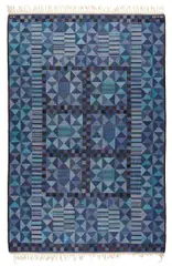 "Rubirosa, blå" rug by Marianne Richter, designed 1958, executed 1963, Handwoven wool on a linen warp, offered Jun 2019