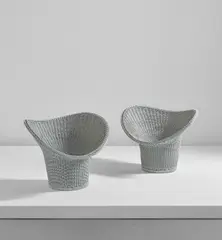 Egon Eiermann, Rare pair of "Korbsessel" chairs, model no. E20, circa 1958, Painted rattan