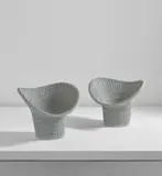 Egon Eiermann, Rare pair of "Korbsessel" chairs, model no. E20, circa 1958, Painted rattan
