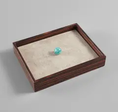 Rose Adler, Letter tray, circa 1930, Macassar ebony-veneered wood, galuchat, glass