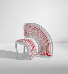 Sebastian Brajkovic, "Lathe V Red" chair, 2008, Painted bronze, embroidered silk