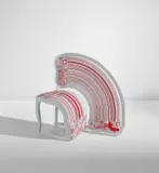 Sebastian Brajkovic, "Lathe V Red" chair, 2008, Painted bronze, embroidered silk