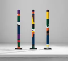 Guy de Rougemont, Three totems, 1976, Painted PVC, painted metal