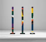 Guy de Rougemont, Three totems, 1976, Painted PVC, painted metal