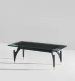 Fontana Arte, Low table, model no. 2013, circa 1961, Glass, mirrored glass, painted metal, brass
