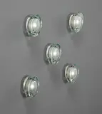 Max Ingrand, Set of five "Micro" wall lights, model no. 2093, circa 1962, Glass, nickel-plated brass