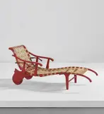 Guglielmo Pecorini, Lounge chair, circa 1937, Painted wood, painted metal, cotton webbing, rubber