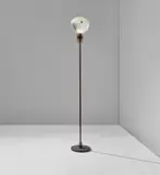 Stilnovo, Floor lamp, model no. 4076, circa 1963, Glass, brass, painted steel