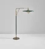 Adjustable floor lamp by Angelo Lelii, circa 1952, Painted aluminum, brass, brass-plated iron, painted brass, sold Dec 2019