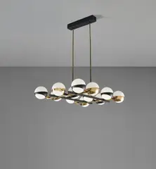 Stilnovo, Ceiling light, circa 1960, Brass, painted steel, painted metal, glass