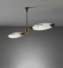 Elio Monesi, Ceiling light, model no. 12859, circa 1961, Glass, brass, painted brass