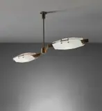Elio Monesi, Ceiling light, model no. 12859, circa 1961, Glass, brass, painted brass