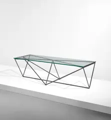 Tetsuya Yamada, Unique coffee table, 2017, Patinated steel, tempered glass
