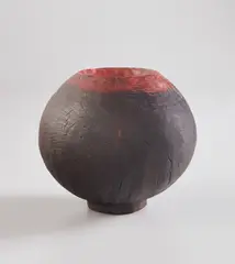Jim Partridge, "Black Bowl", circa 1985, Scorched and painted oak burl