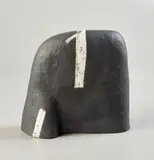 Gordon Baldwin, "Untitled Vessel (Black with White Signs)", 1999, Earthenware, painted slip