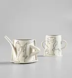 Nicholas Homoky, "Essential Vase" and "Six-way teapot", 1992, 1997, Porcelain, inlaid decoration