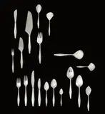 “Diamond” flatware service for 24 by Gio Ponti, circa 1958, Sterling silver, stainless steel, sold Dec 2019