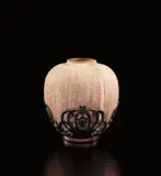 Victor Saglier, Vase with decorative mount, circa 1894, Glazed earthenware, silver