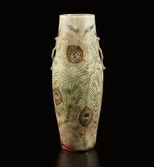 Auguste Delaherche, Vase with peacock feather decoration, circa 1889, Glazed stoneware
