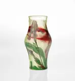 Baluster-form vase with irises by Burgun Schverer & Cie., circa 1900, Wheel-carved and martelé cameo glass with gilt and internal decoration, offered Dec 2019